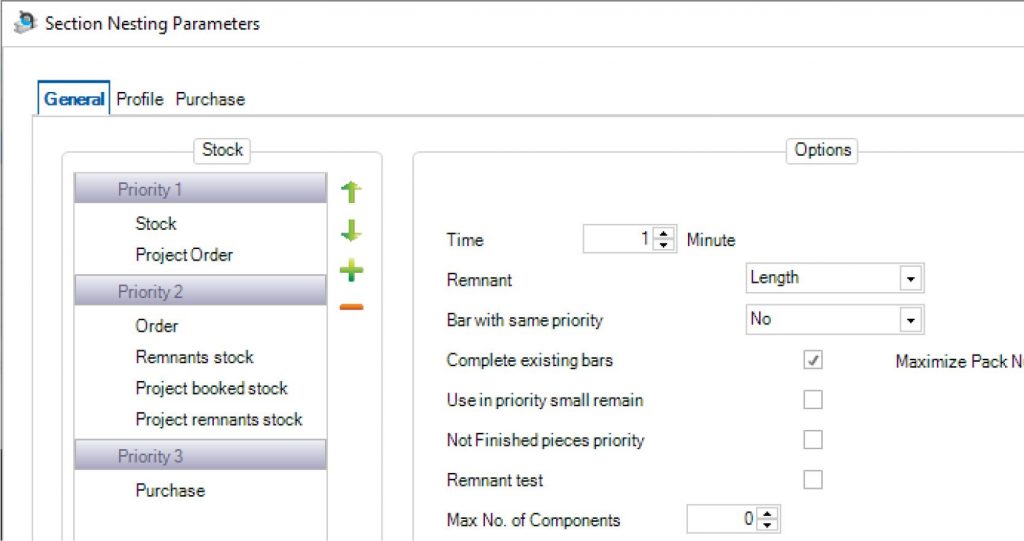 Different settings available