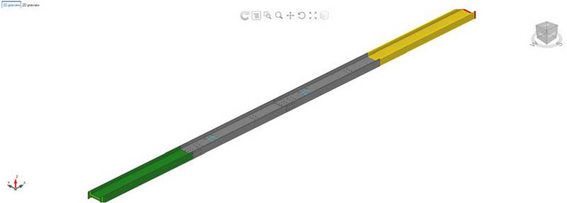 Steel fabrication software, 3D Visualization of nested bars