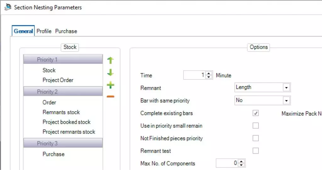 Different settings available